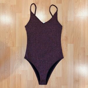 Top Shop | NWT Burgundy sparkle glitter bodysuit